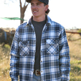 Sherpa Lined Flannel Jacket - Cobalt Blue/White