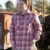 Sherpa Lined Flannel Jacket - Rose/Cream