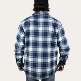 Sherpa Lined Flannel Jacket - Cobalt Blue/White