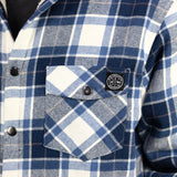Sherpa Lined Flannel Jacket - Cobalt Blue/White