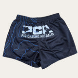 Contour Footy Shorts - Black/Blue - Zip Pockets