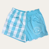 Gingham Footy Shorts - Sky Blue