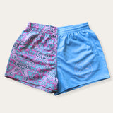 Blue/ Pink Paisley Footy Shorts