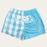 Gingham Footy Shorts - Sky Blue