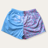 Blue/ Pink Paisley Footy Shorts