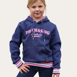 Kids Embroidered Hoodie - Navy/Pink