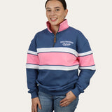 Half Zip Jumper - Navy/Pink/White