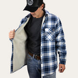 Sherpa Lined Flannel Jacket - Cobalt Blue/White