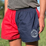 Cotton Drill Rugger Shorts - Red/Navy