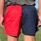 Cotton Drill Rugger Shorts - Red/Navy