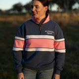 Half Zip Jumper - Navy/Pink/White
