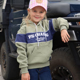 Kids Embroidered Hoodie - Green/Navy