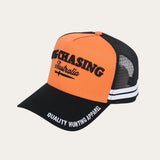 Orange/Black Cursive Trucker Cap