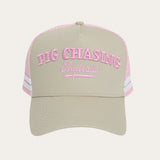 Tan Pink Cursive Trucker Cap