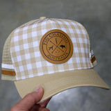 Tan Gingham Trucker Cap