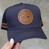 Leather Original Logo Trucker Cap - Charcoal