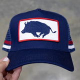 Signature Boar Trucker Cap - Navy/Red