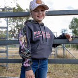 Kids Real Camo Hoodie - Charcoal/Pink