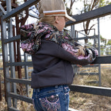 Kids Real Camo Hoodie - Charcoal/Pink
