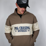 Half Zip Jumper - Brown/Cream