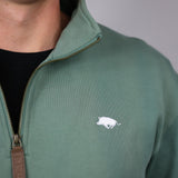 Signature Boar Half Zip Jumper - Sage Green
