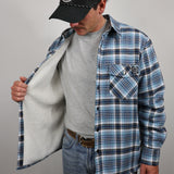 Sherpa Lined Flannel - Blue/Brown/White