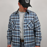 Sherpa Lined Flannel - Blue/Brown/White