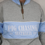 Half Zip Jumper - Grey/Blue Stripe