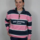 Half Zip Jumper - Navy/Pink Stripe