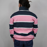 Half Zip Jumper - Navy/Pink Stripe