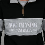 Half Zip Jumper -Black/Grey Stripe