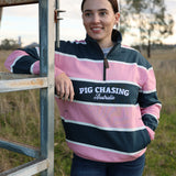 Half Zip Jumper - Navy/Pink Stripe