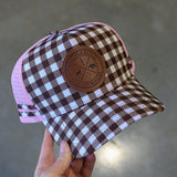 Gingham Trucker Cap - Brown/Pink