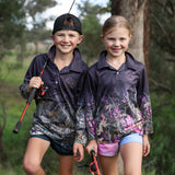 Kids Long Sleeve Fishing Shirt - Real Camo Pink