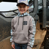 Kids Aztec Hoodie - Charcoal/Blue