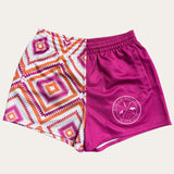 Aztec Footy Shorts - Rose/Tangerine