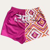 Aztec Footy Shorts - Rose/Tangerine