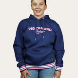 Embroidered Hoodie - Navy/Pink