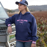 Embroidered Hoodie - Navy/Pink