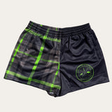 Kids Plaid Footy Shorts - Black/Green