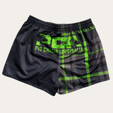 Kids Plaid Footy Shorts - Black/Green