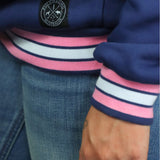 Embroidered Hoodie - Navy/Pink