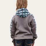 Kids Aztec Hoodie - Charcoal/Blue