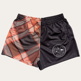 Plaid Footy Shorts - Rust/Charcoal
