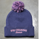 Cursive Beanie - Navy/Pink