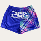 Plaid Footy Shorts - Navy/Pink/Teal
