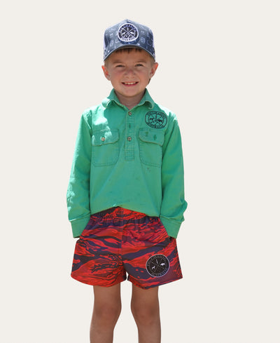 Kids Footy Shorts - Red Camo