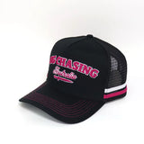 Pink/Black Cursive Trucker Cap