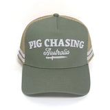 Green/Tan Cursive Trucker Cap