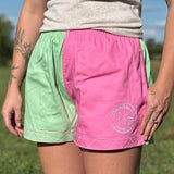 Cotton Drill Rugger Shorts - Mint/Pink